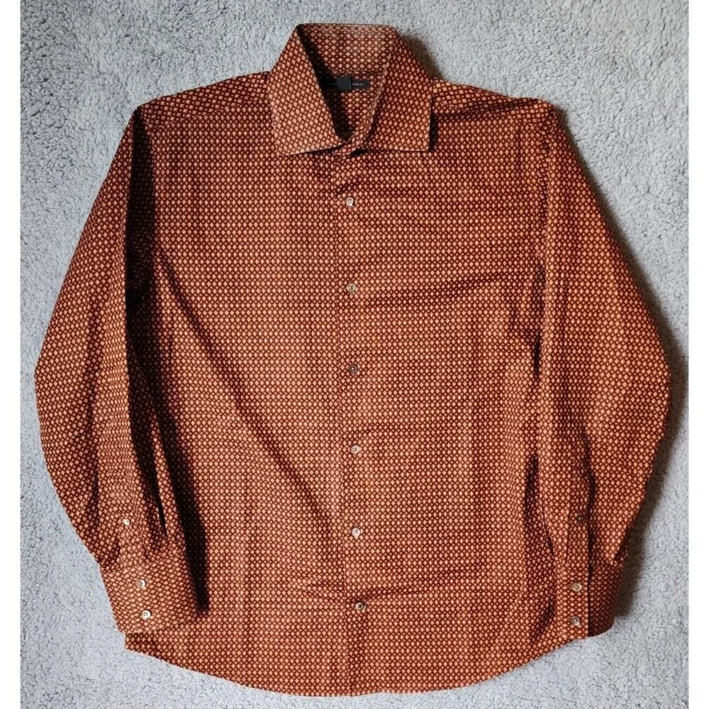 Banana Republic Argyle Diamond‎ Print Button Up Long Sleeve Shirt Size M 15-15.5